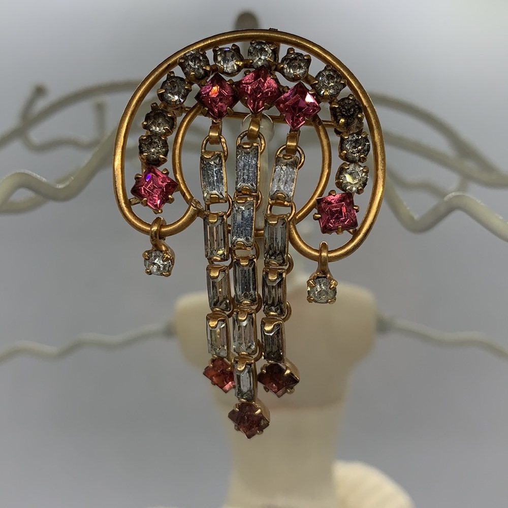 Vintage CHARLES REIS 12 Kt GF Rhinestone Brooch